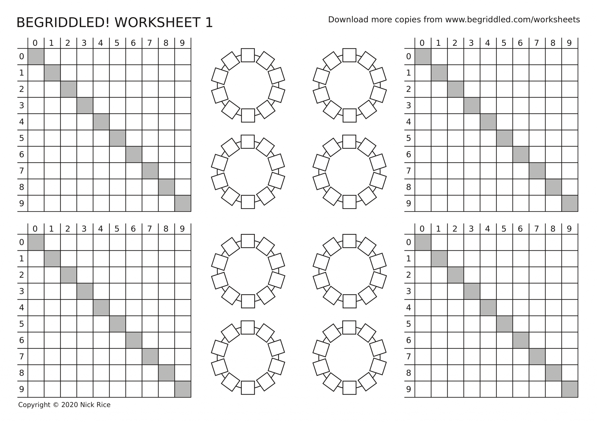 Logic puzzle worksheets - Begriddled!